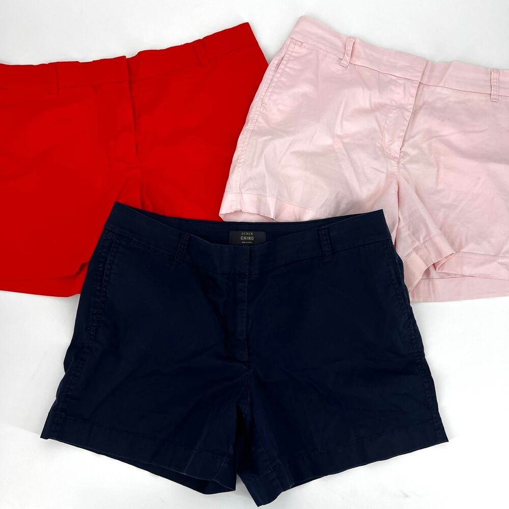 J. Crew Chino Womens Shorts Lot of 3 Pairs Navy, Orange, Pink Size 12 Preowned